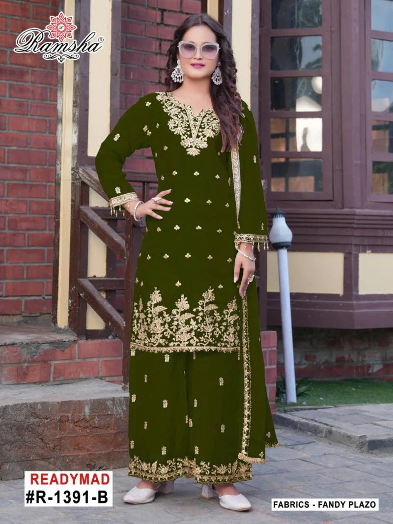 Ramsha R 1391 A To D Fandy With Embroidery Work Pakistani Salwar Kameez