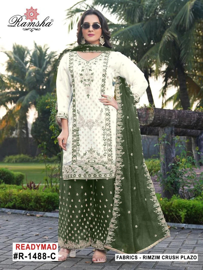 Ramsha R 1488 A To D Rimzim Crush Embroidered Salwar Kameez