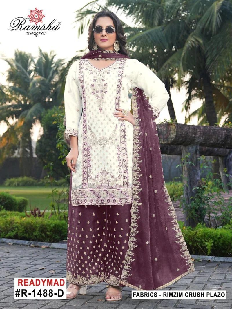 Ramsha R 1488 A To D Rimzim Crush Embroidered Salwar Kameez