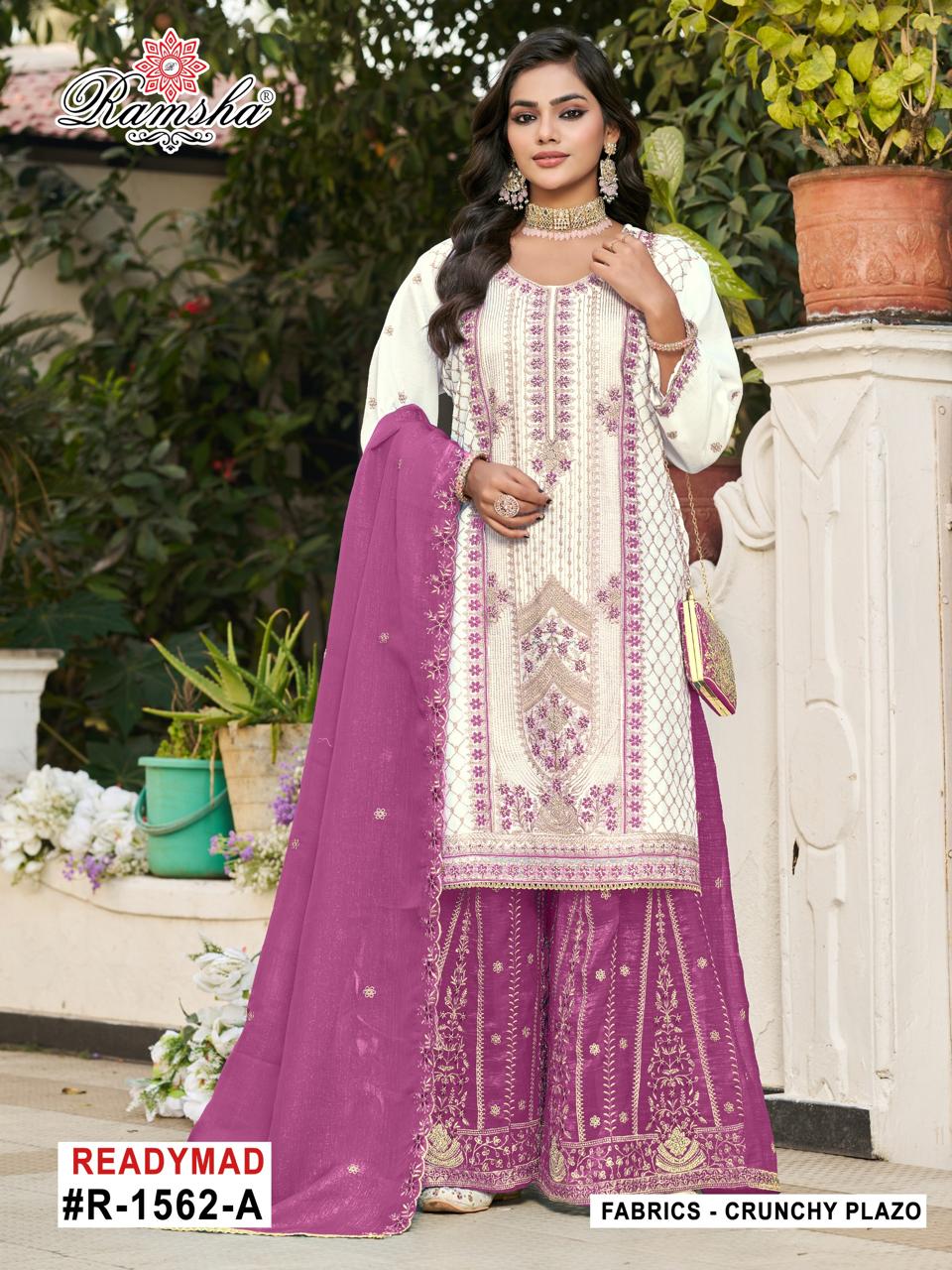 Ramsha R 1562 A To D Crunchy With Embroidery Pakistani Salwar Kameez
