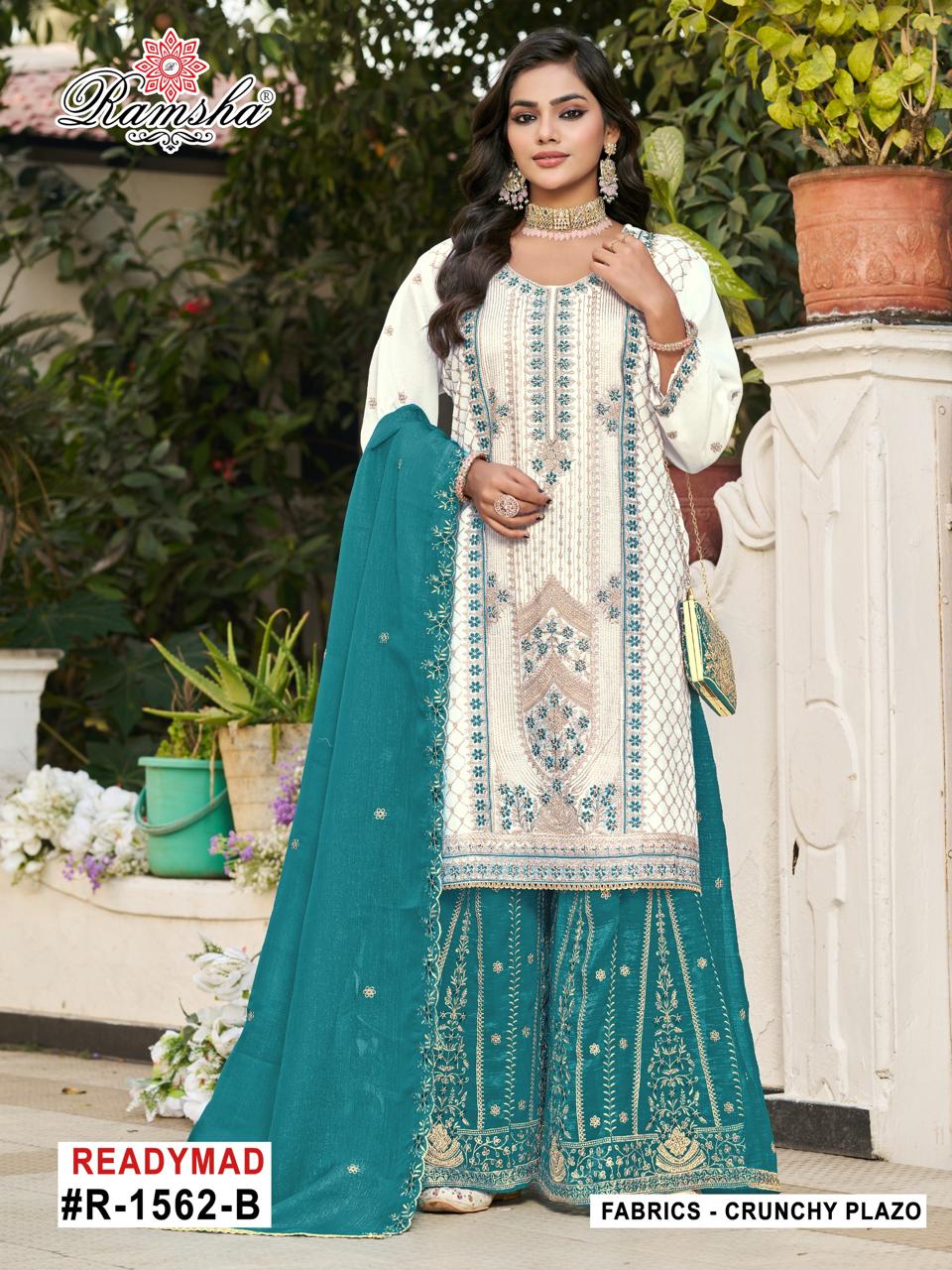 Ramsha R 1562 A To D Crunchy With Embroidery Pakistani Salwar Kameez