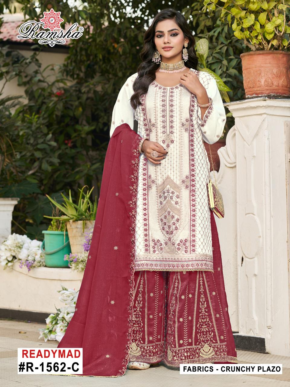 Ramsha R 1562 A To D Crunchy With Embroidery Pakistani Salwar Kameez