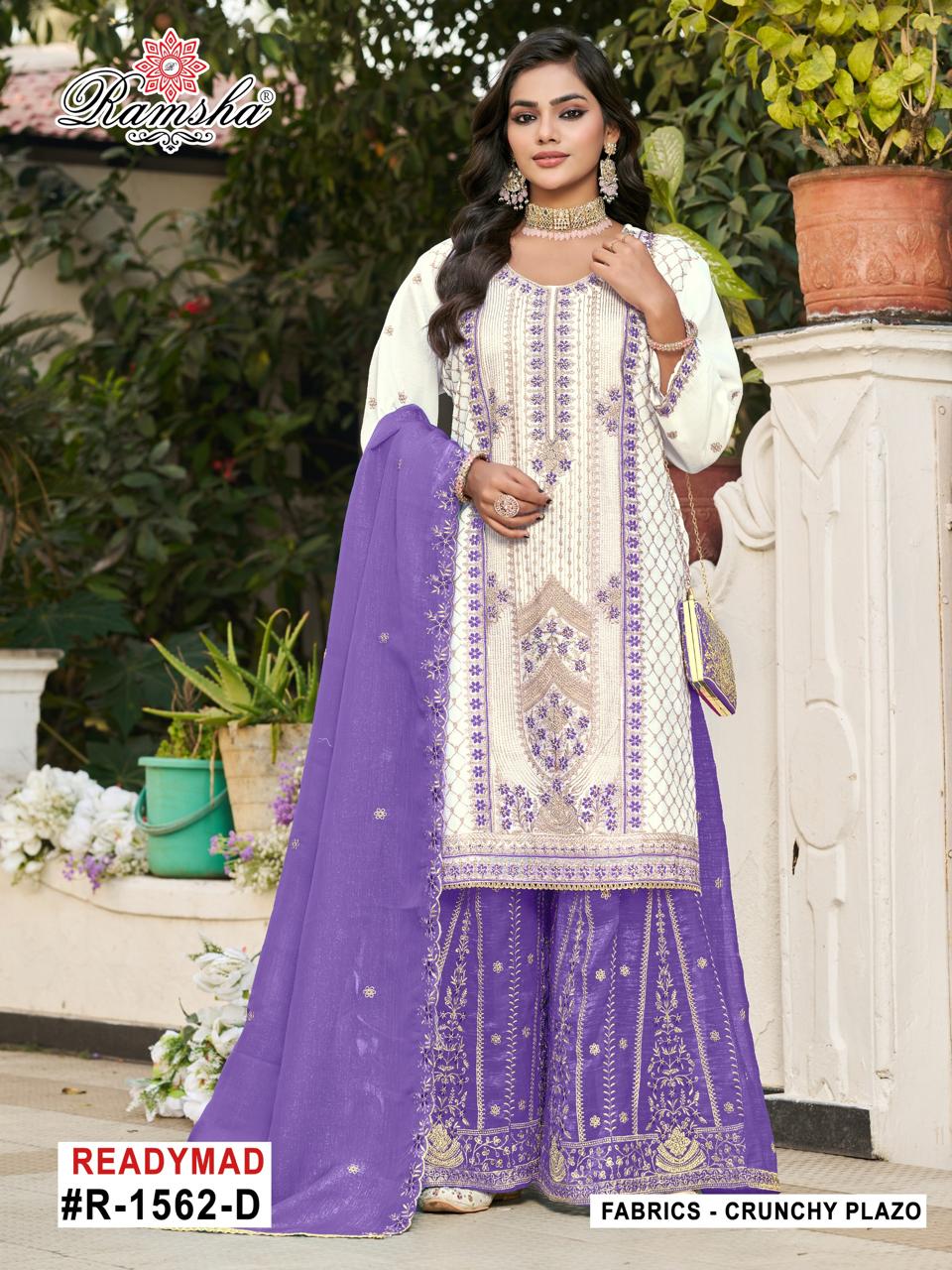 Ramsha R 1562 A To D Crunchy With Embroidery Pakistani Salwar Kameez