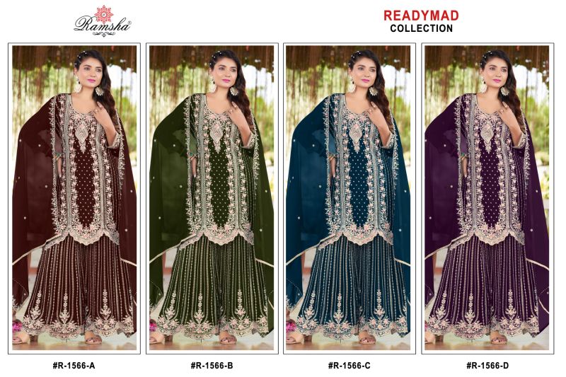 Ramsha R 1565 A To D Crunchy With Embroidery Pakistani Salwar Kameez