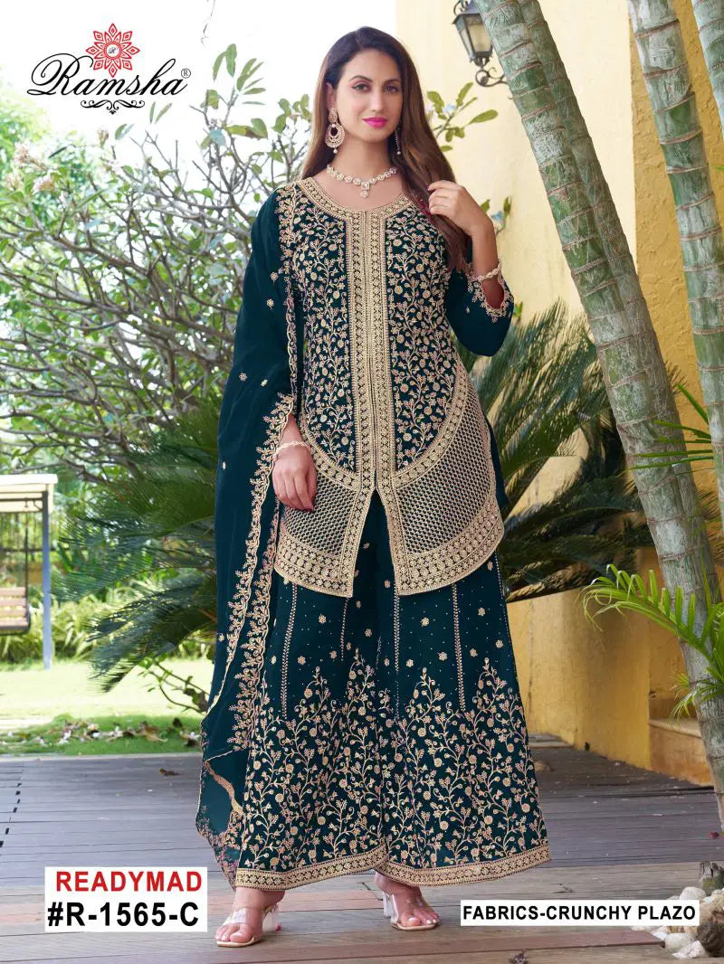 Ramsha R 1566 A To D Crunchy With Embroidery Pakistani Salwar Kameez