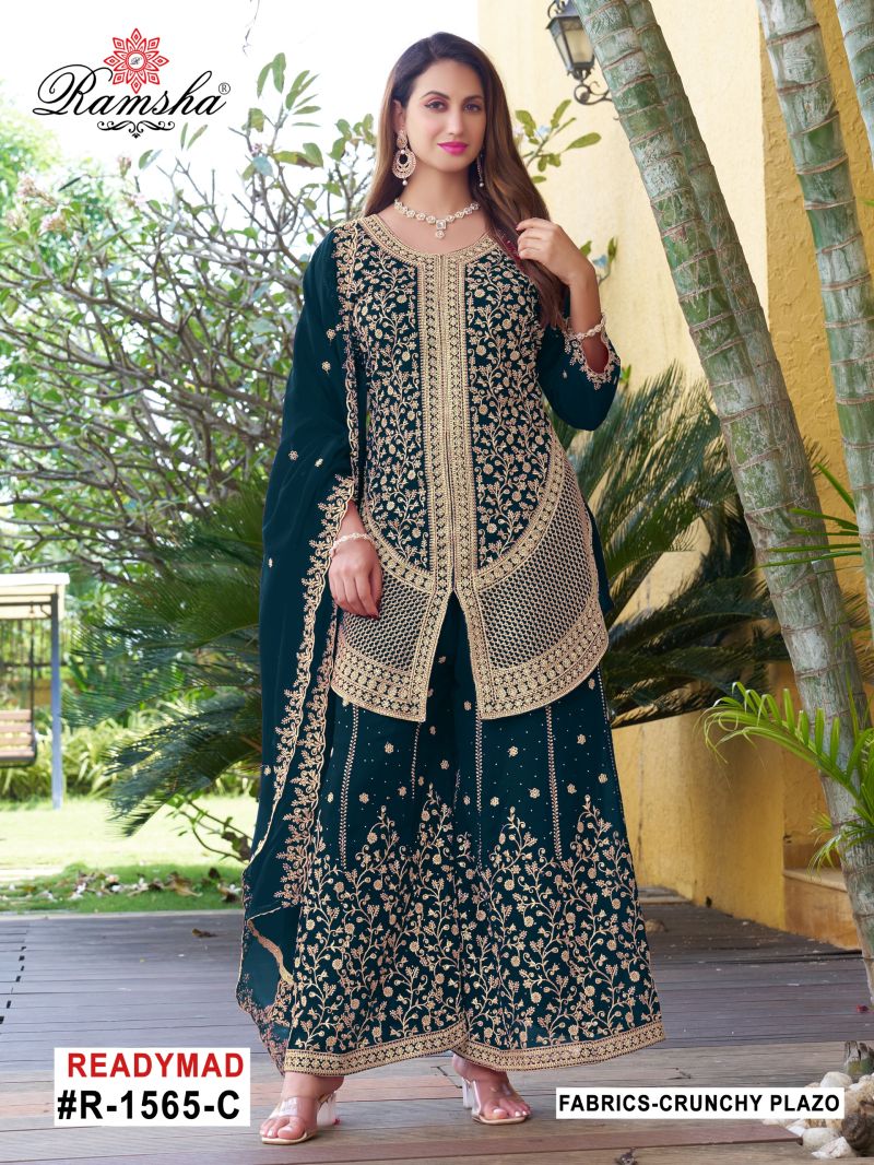 Ramsha R 1566 A To D Crunchy With Embroidery Pakistani Salwar Kameez