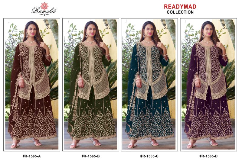 Ramsha R 1566 A To D Crunchy With Embroidery Pakistani Salwar Kameez