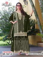 Ramsha R 1567 A To D Crunchy With Embroidery Pakistani Salwar Kameez