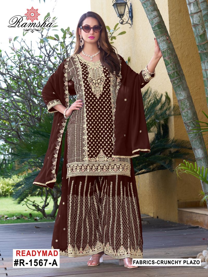 Ramsha R 1567 A To D Crunchy With Embroidery Pakistani Salwar Kameez