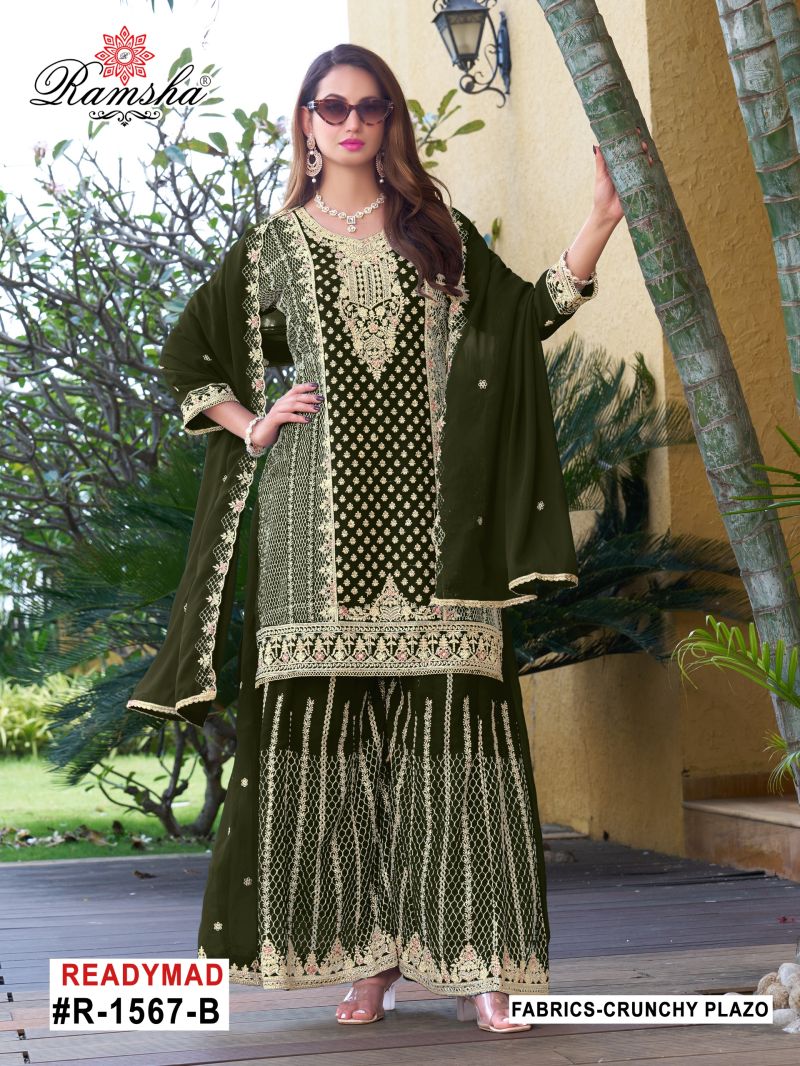 Ramsha R 1567 A To D Crunchy With Embroidery Pakistani Salwar Kameez
