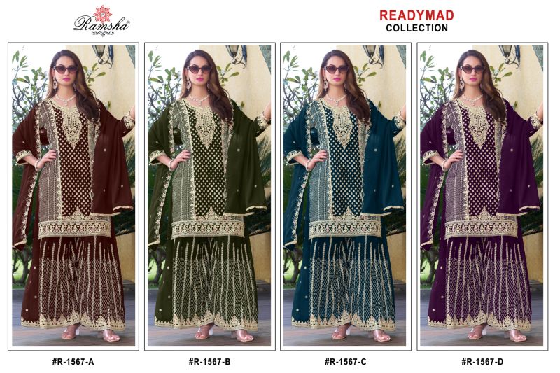 Ramsha R 1567 A To D Crunchy With Embroidery Pakistani Salwar Kameez