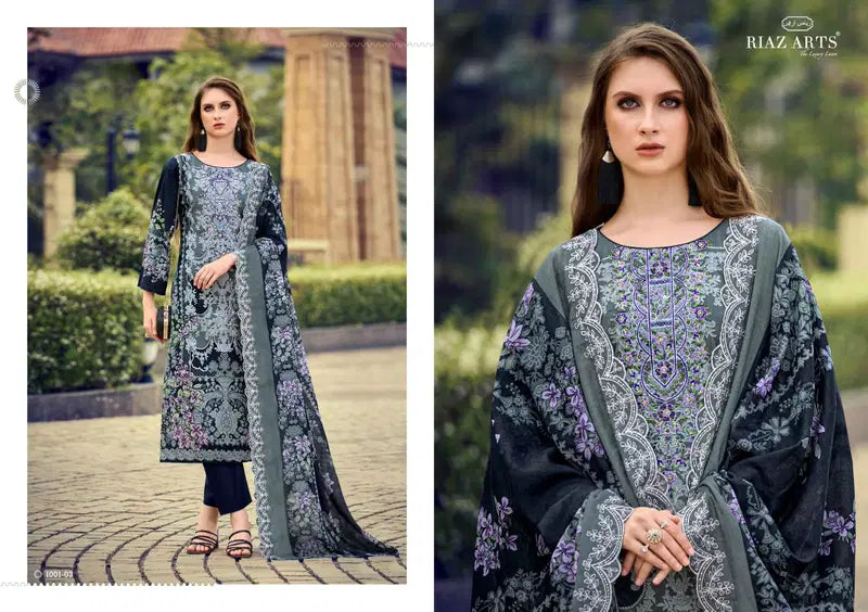 Riaz Arts Himsa Cotton Cambric Print With Embroidered Dress Material