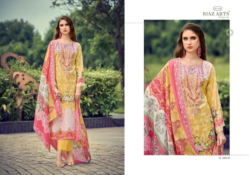Riaz Arts Himsa Cotton Cambric Print With Embroidered Dress Material