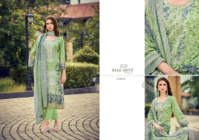 Riaz Arts Himsa Cotton Cambric Print With Embroidered Dress Material