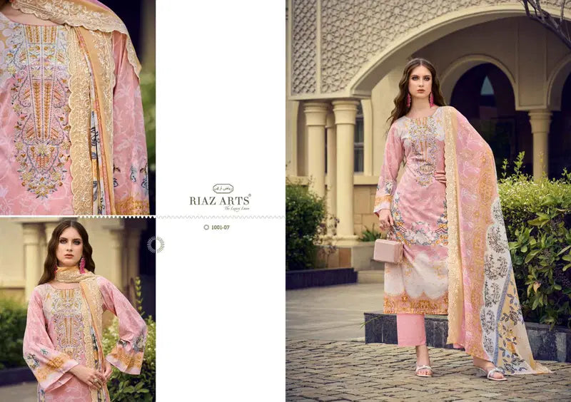Riaz Arts Himsa Cotton Cambric Print With Embroidered Dress Material