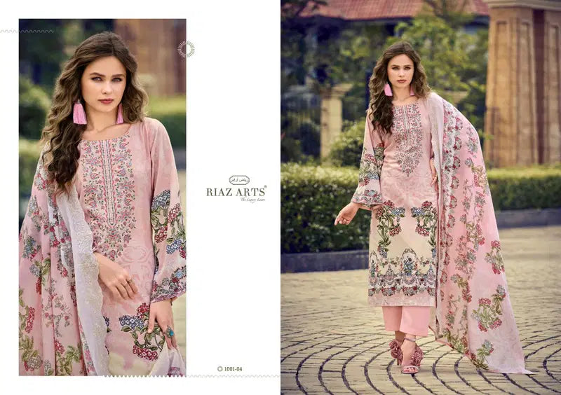 Riaz Arts Himsa Cotton Cambric Print With Embroidered Dress Material
