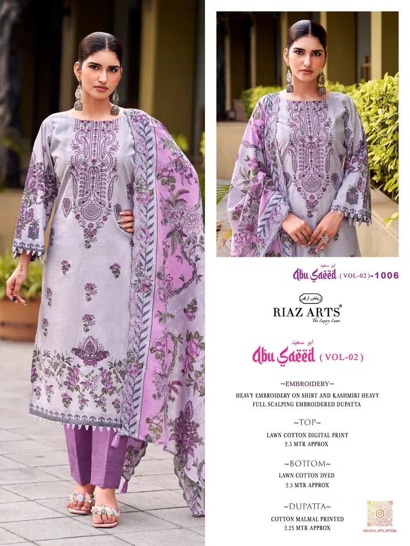 Riaz Arts Abu Saeed Vol 2 Cotton Cambric Dress Material