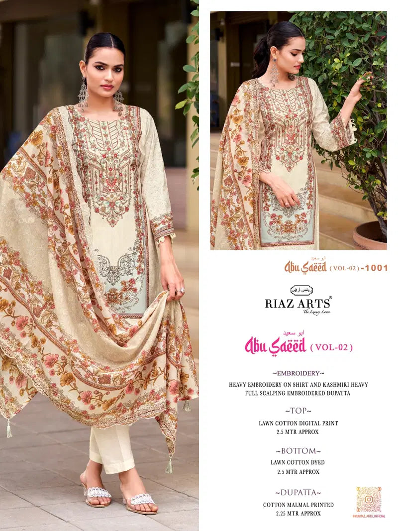 Riaz Arts Abu Saeed Vol 2 Cotton Cambric Dress Material