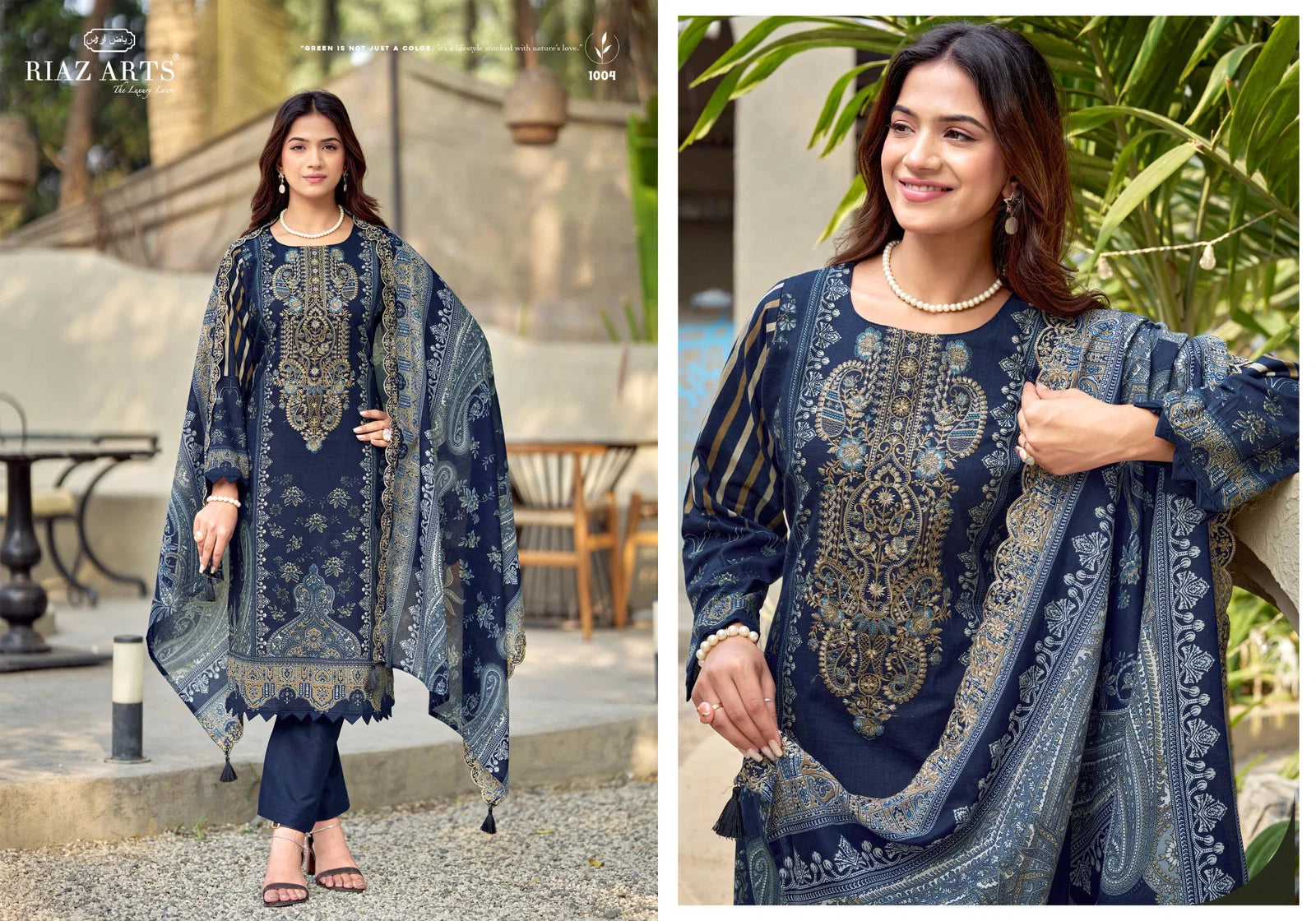 Riaz Arts Bin Saeed 01 To 06 Cambric Cotton Embroidered Dress Material