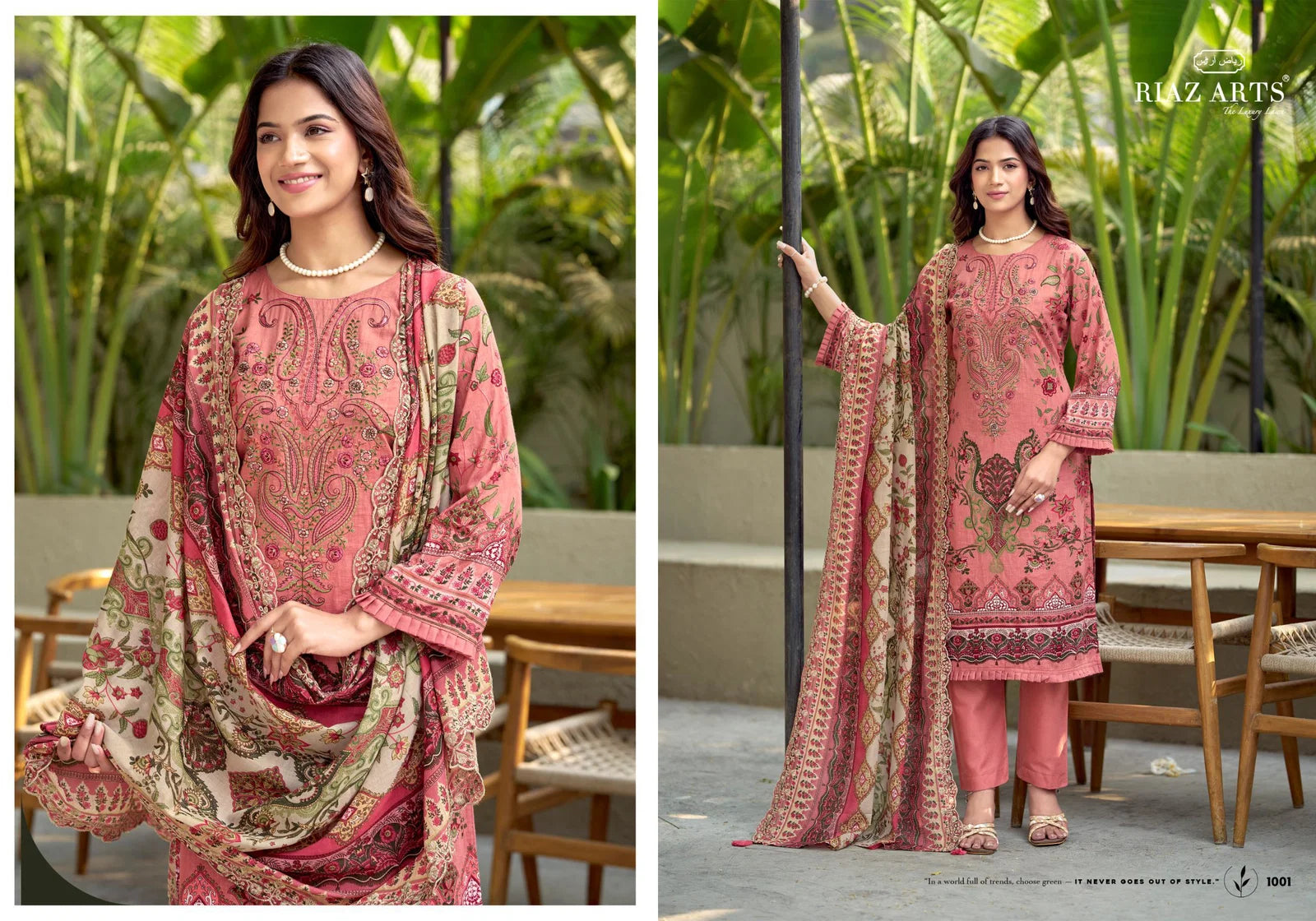 Riaz Arts Bin Saeed 01 To 06 Cambric Cotton Embroidered Dress Material