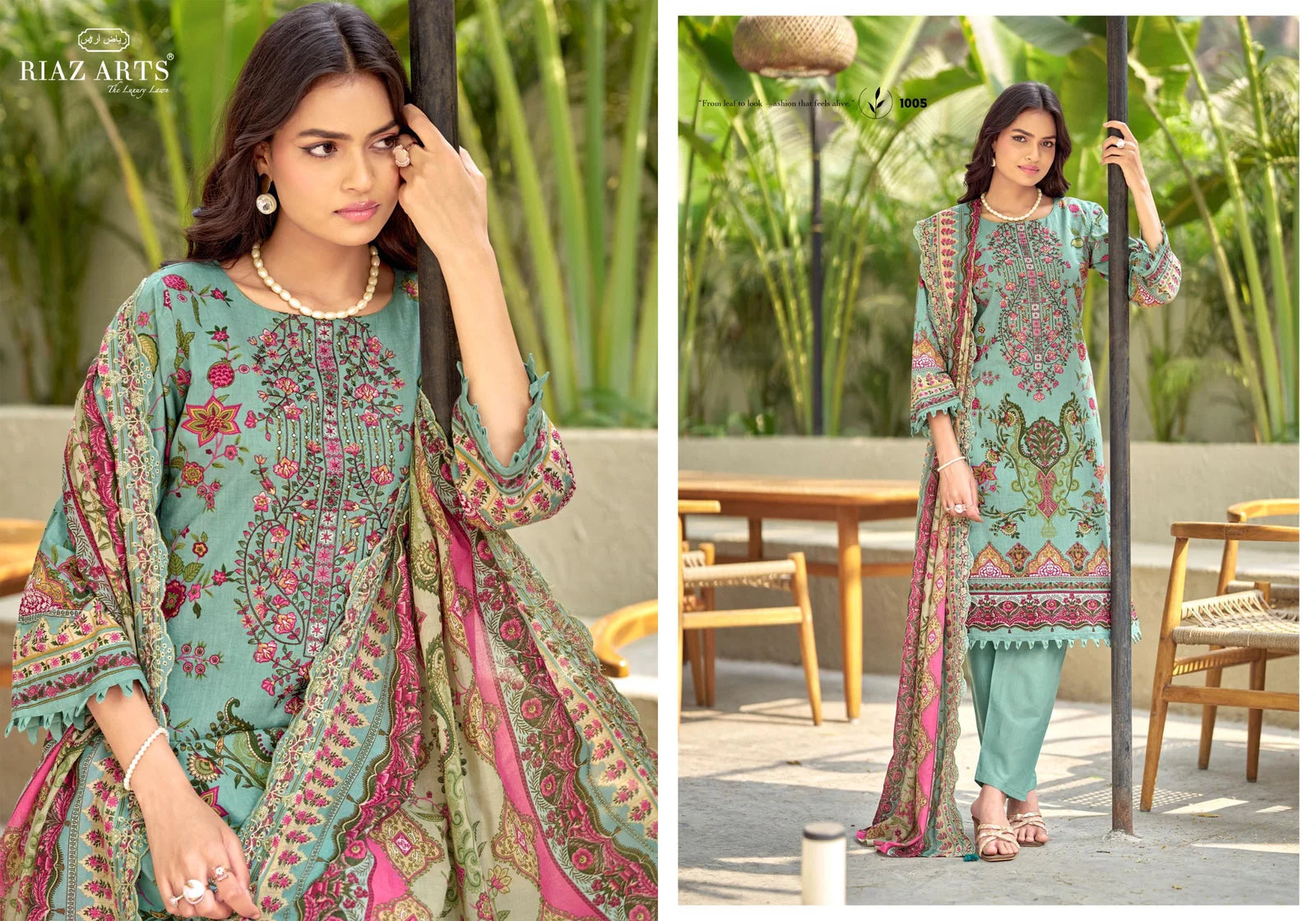Riaz Arts Bin Saeed 01 To 06 Cambric Cotton Embroidered Dress Material