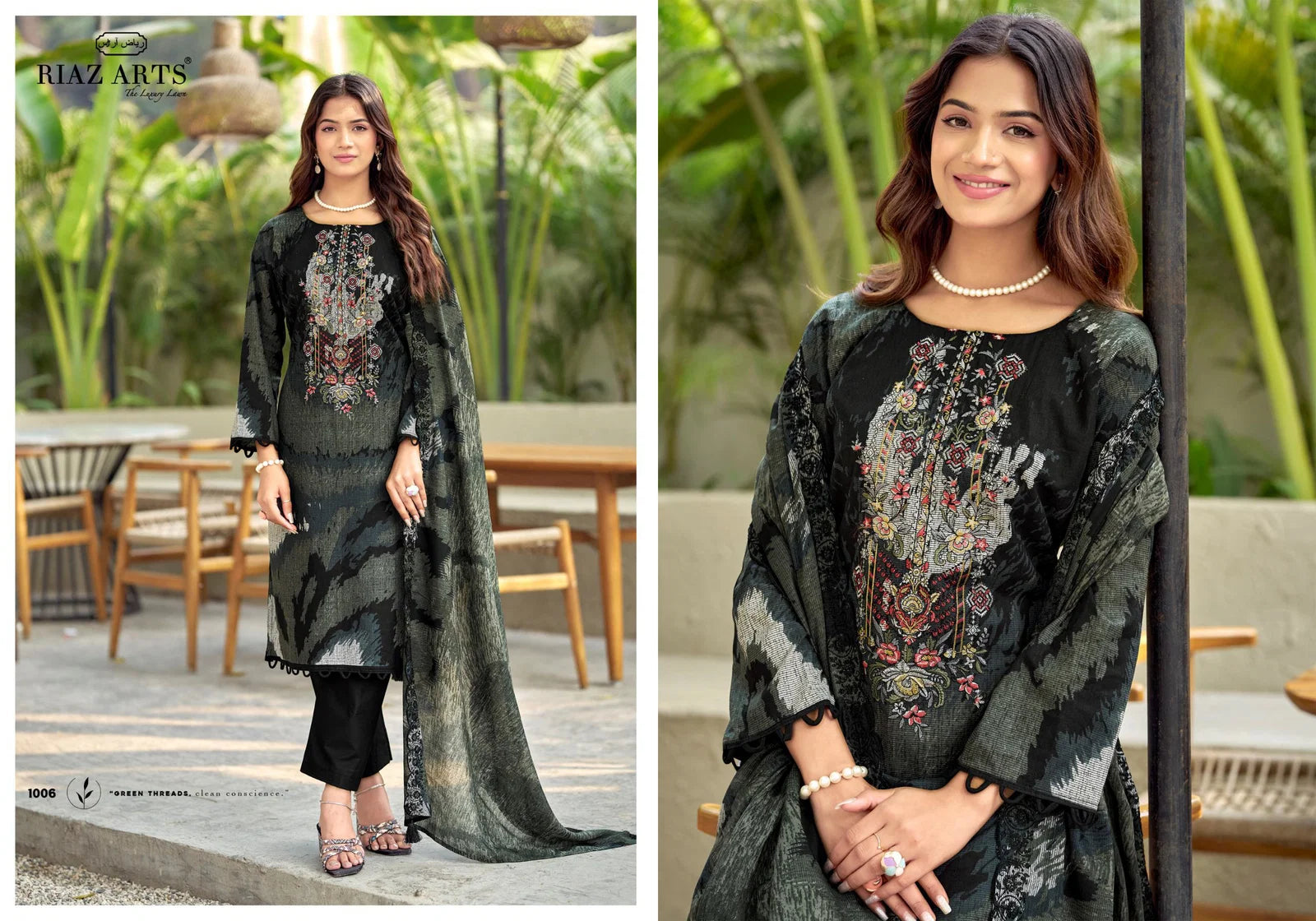 Riaz Arts Bin Saeed 01 To 06 Cambric Cotton Embroidered Dress Material