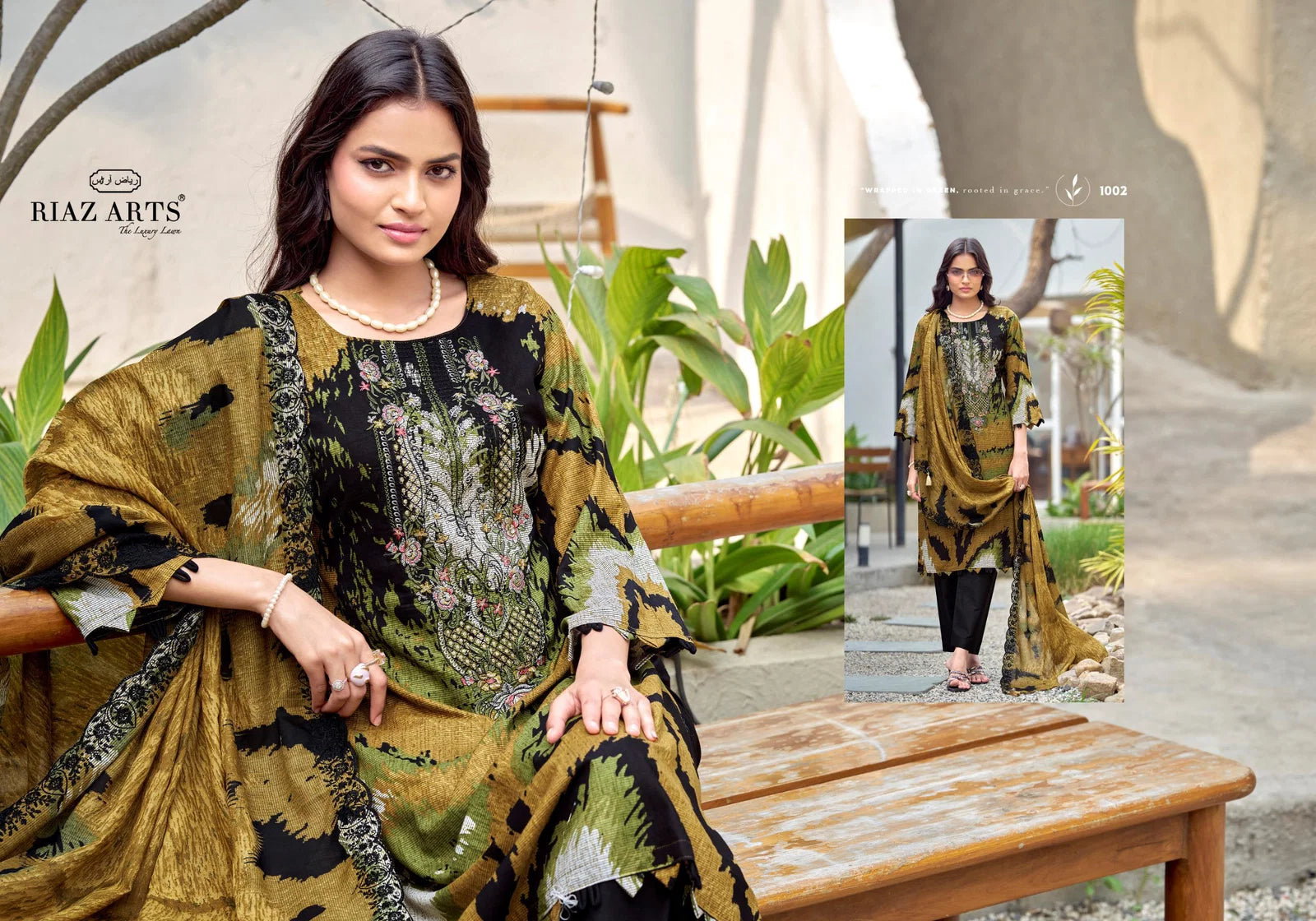 Riaz Arts Bin Saeed 01 To 06 Cambric Cotton Embroidered Dress Material