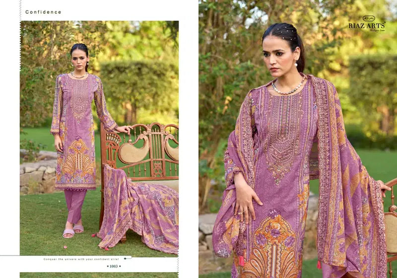 `Riaz Arts Bin Saeed Farmaish Vol 2 Cambric Cotton Embroidered Salwar Kameez
