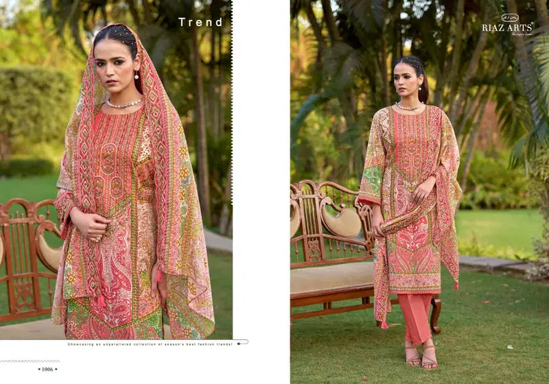 `Riaz Arts Bin Saeed Farmaish Vol 2 Cambric Cotton Embroidered Salwar Kameez