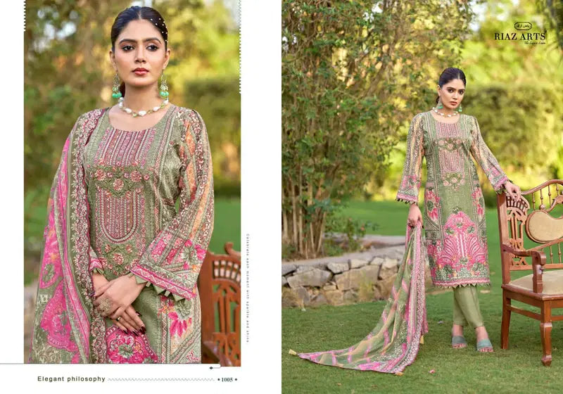 `Riaz Arts Bin Saeed Farmaish Vol 2 Cambric Cotton Embroidered Salwar Kameez
