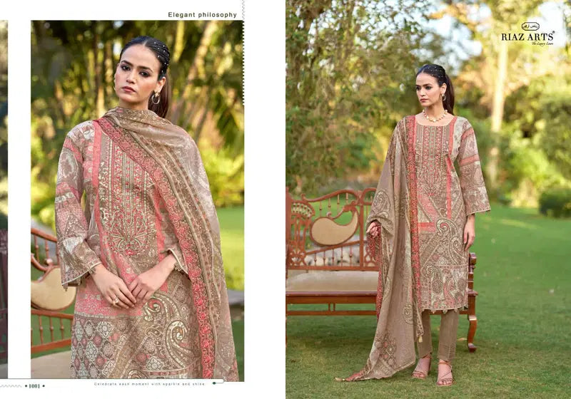 `Riaz Arts Bin Saeed Farmaish Vol 2 Cambric Cotton Embroidered Salwar Kameez