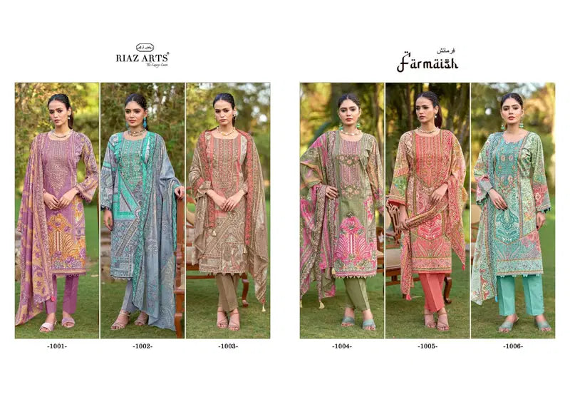 `Riaz Arts Bin Saeed Farmaish Vol 2 Cambric Cotton Embroidered Salwar Kameez