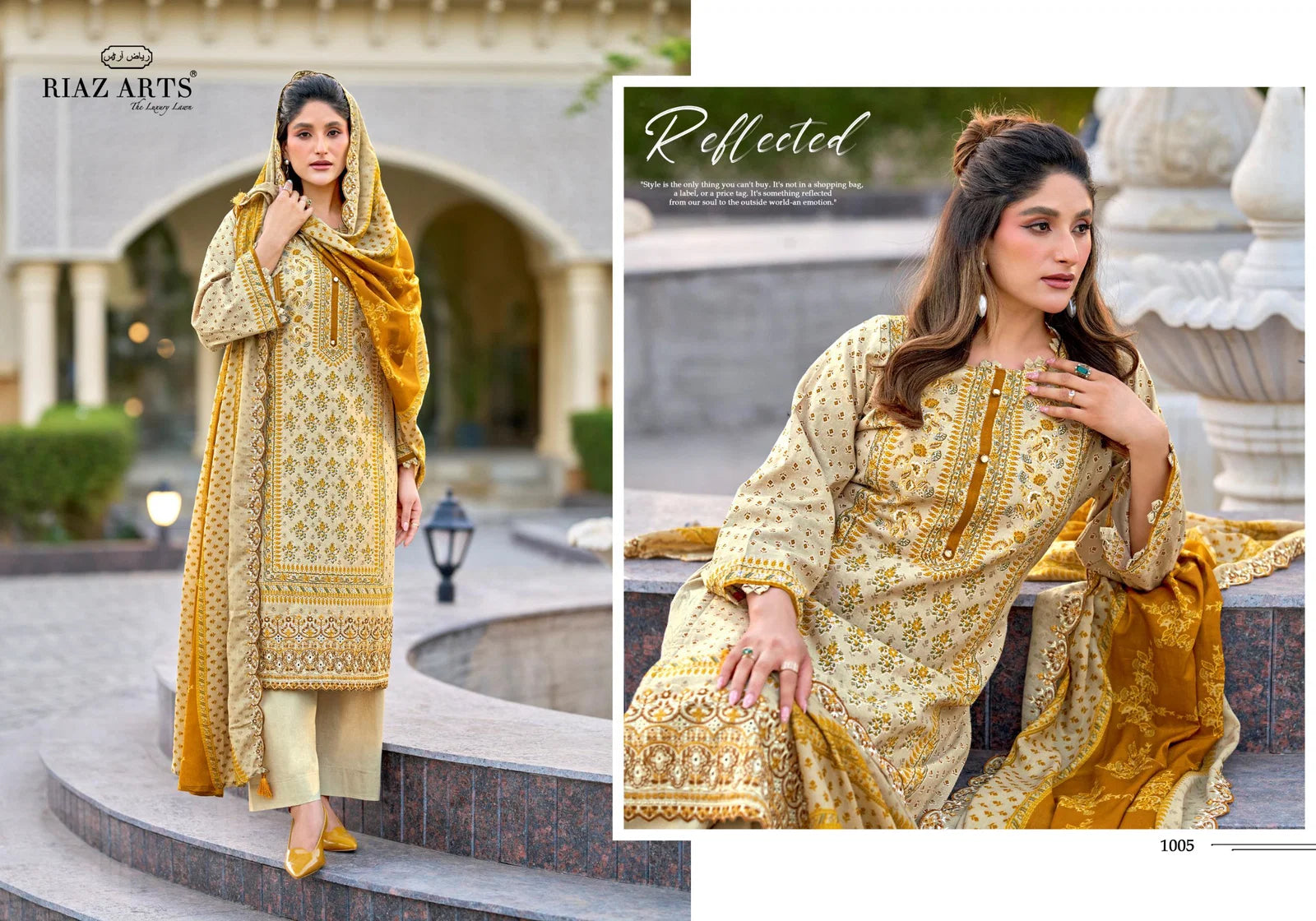 Riaz Arts Bin Saeed Vol 16 Cotton Cambric Lawn Printed Dress Material