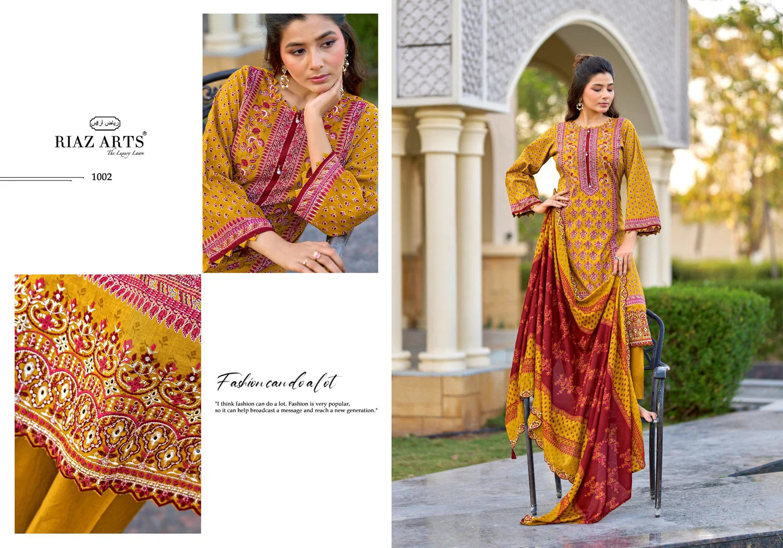 Riaz Arts Bin Saeed Vol 16 Cotton Cambric Lawn Printed Dress Material
