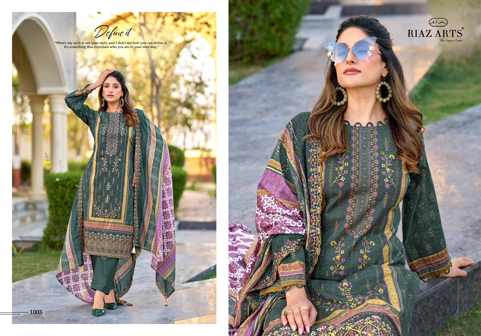 Riaz Arts Bin Saeed Vol 16 Cotton Cambric Lawn Printed Dress Material