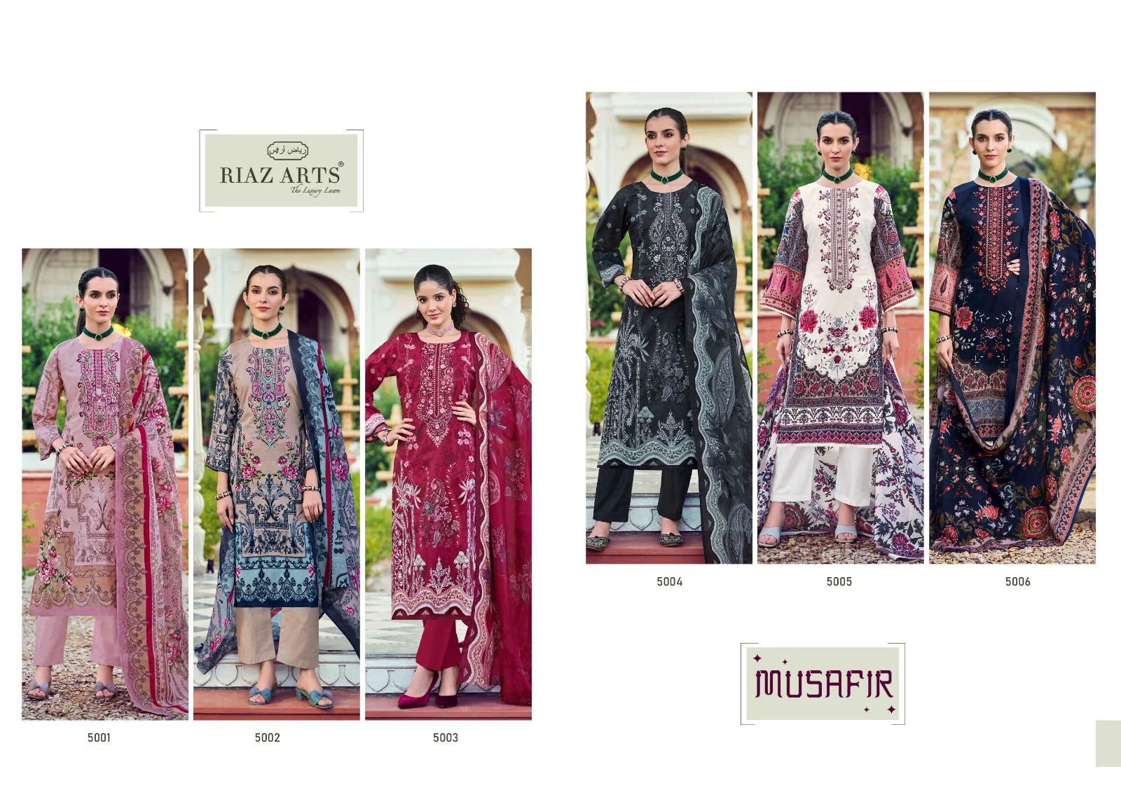 Riaz Arts Musafir Vol 31 Cambric Cotton Print Embroidery Dress Material