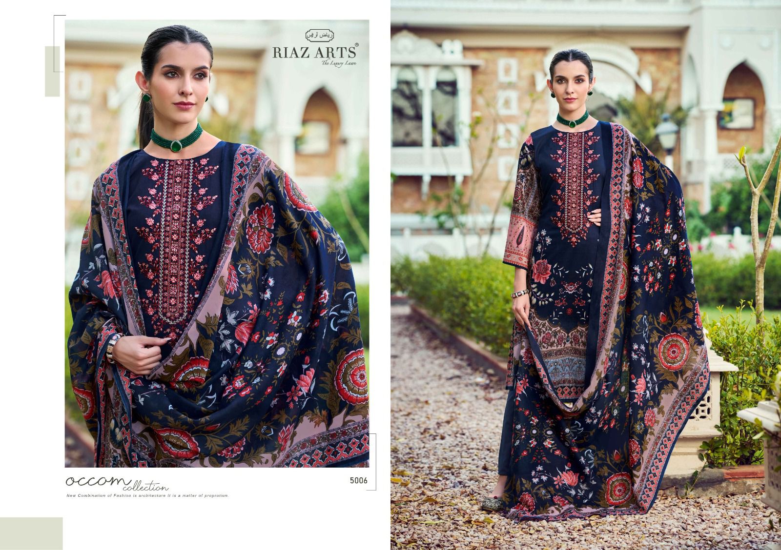 Riaz Arts Musafir Vol 31 Cambric Cotton Print Embroidery Dress Material