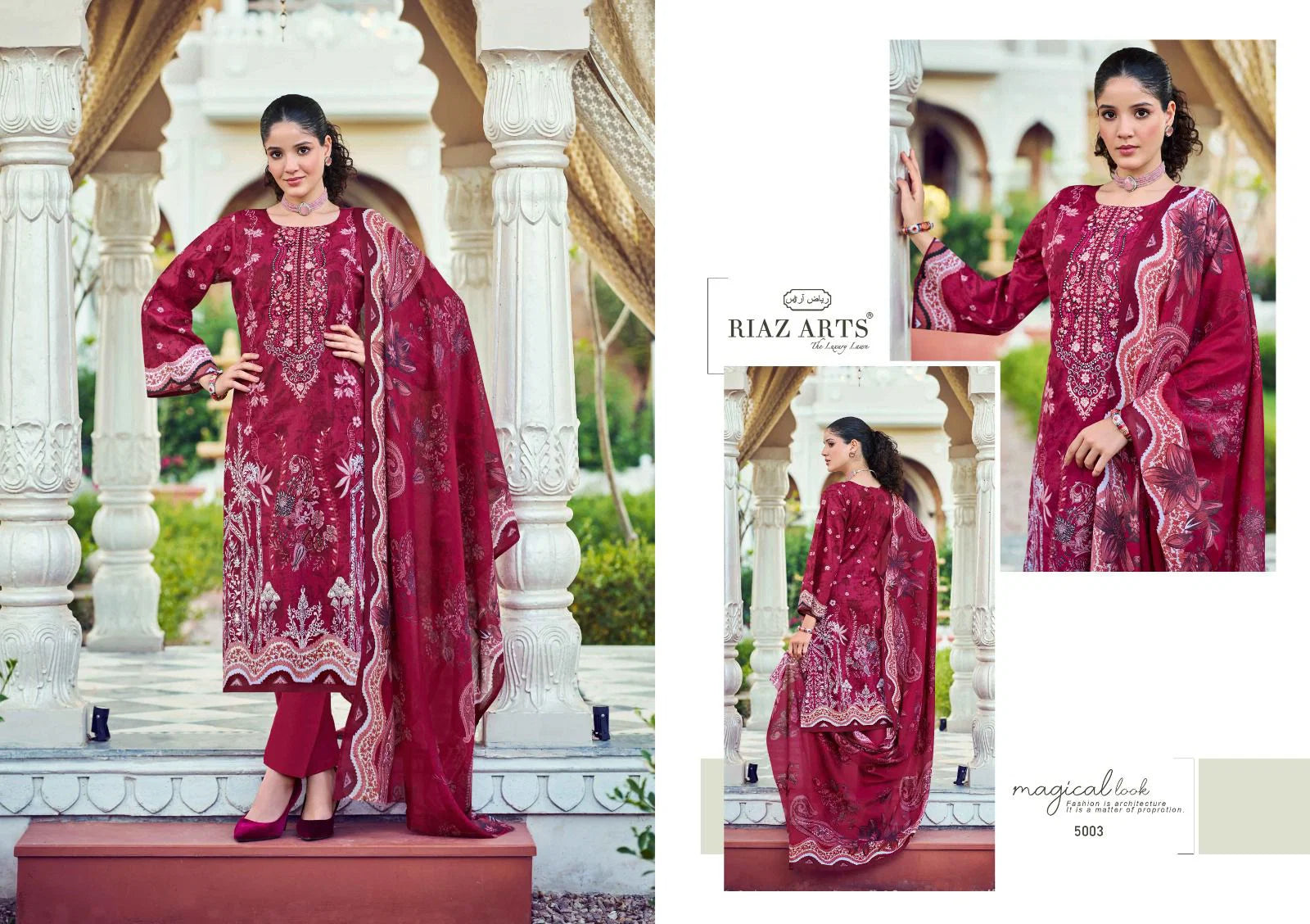 Riaz Arts Musafir Vol 31 Cambric Cotton Print Embroidery Dress Material