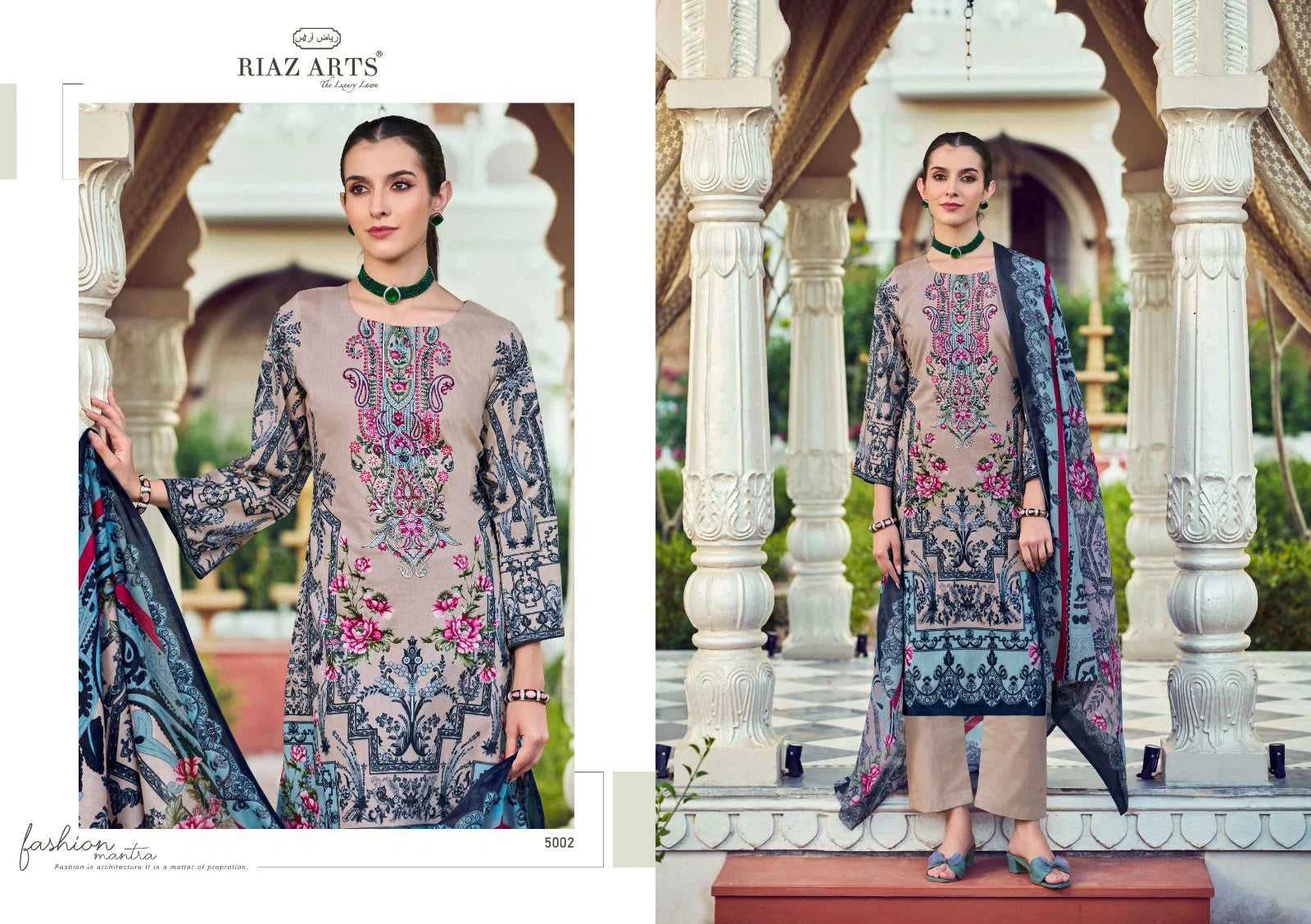 Riaz Arts Musafir Vol 31 Cambric Cotton Print Embroidery Dress Material