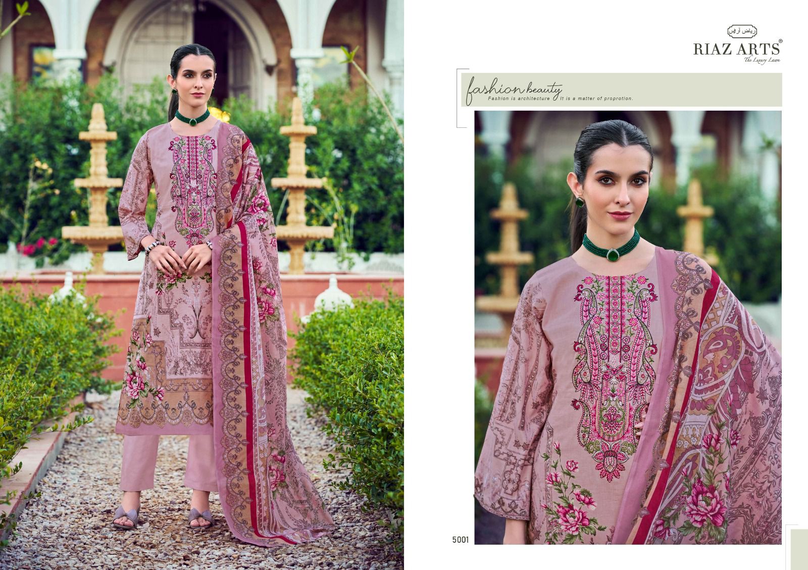 Riaz Arts Musafir Vol 31 Cambric Cotton Print Embroidery Dress Material