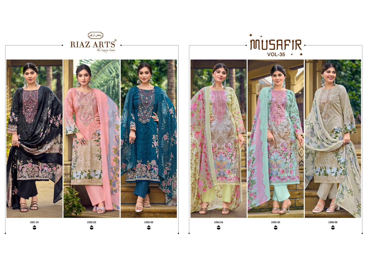 Riaz Arts Musafir Vol 35 Cotton Cambric Lawn Printed Dress Material