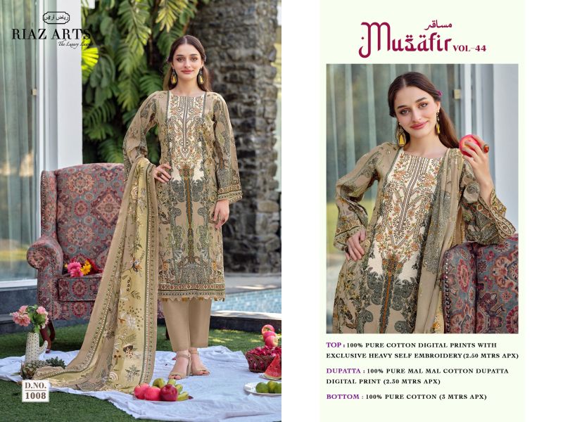 Riaz Arts Musafir Vol 44 Cotton Digital Printed Dress Material