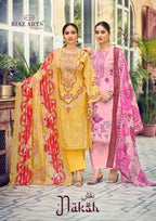 Riaz Arts Naksh Cambric Cotton Printed With Embroidery Dress Material