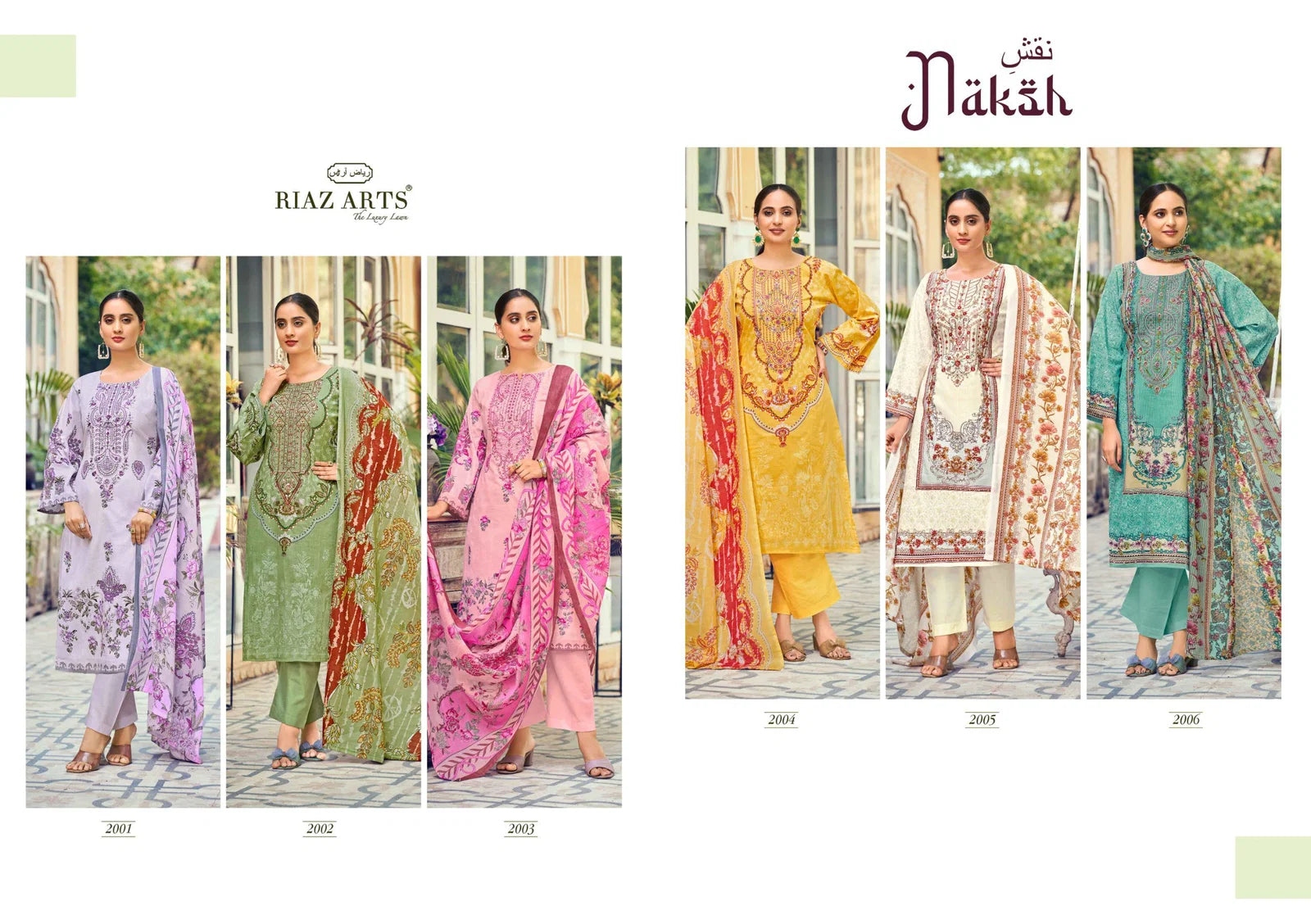 Riaz Arts Naksh Cambric Cotton Printed With Embroidery Dress Material