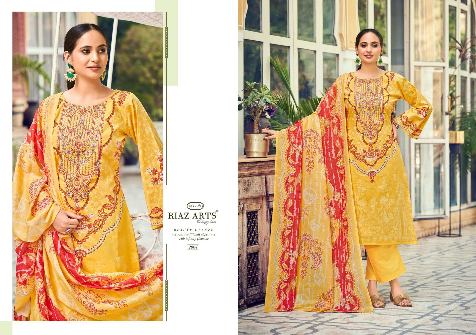 Riaz Arts Naksh Cambric Cotton Printed With Embroidery Dress Material