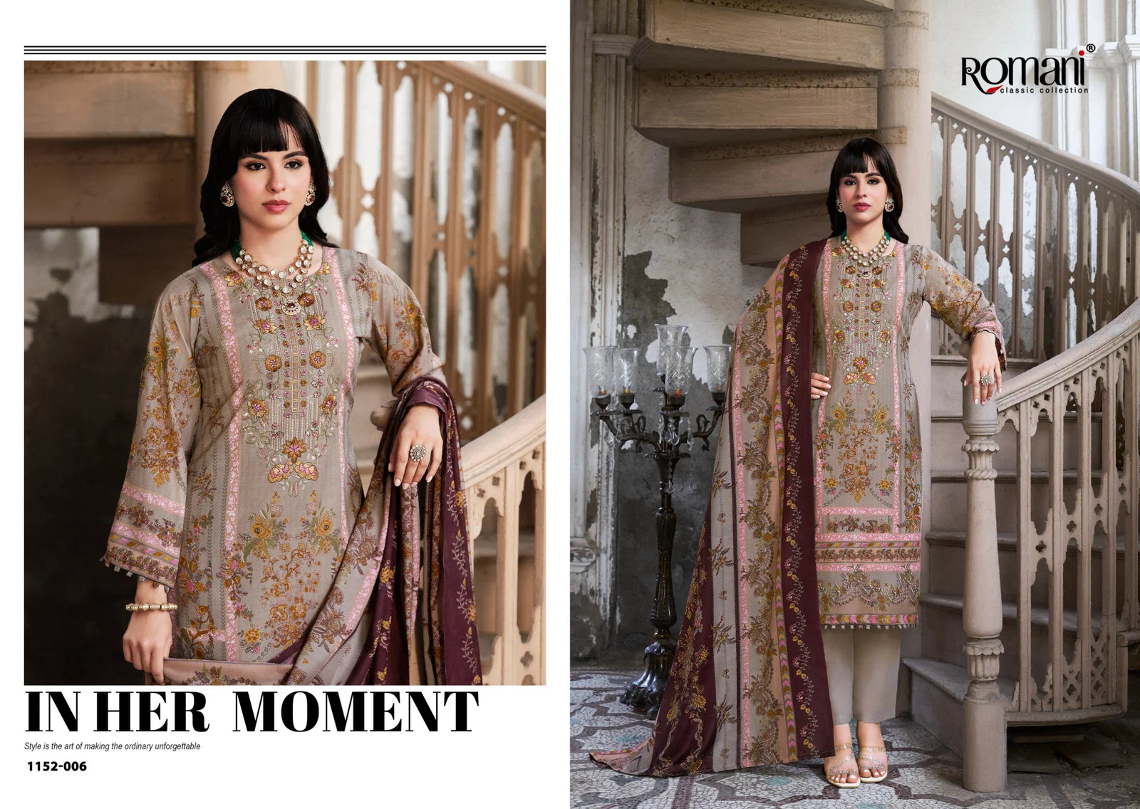 Romani Aarzu Vol 33 Cotton Print Embroidered Dress Material
