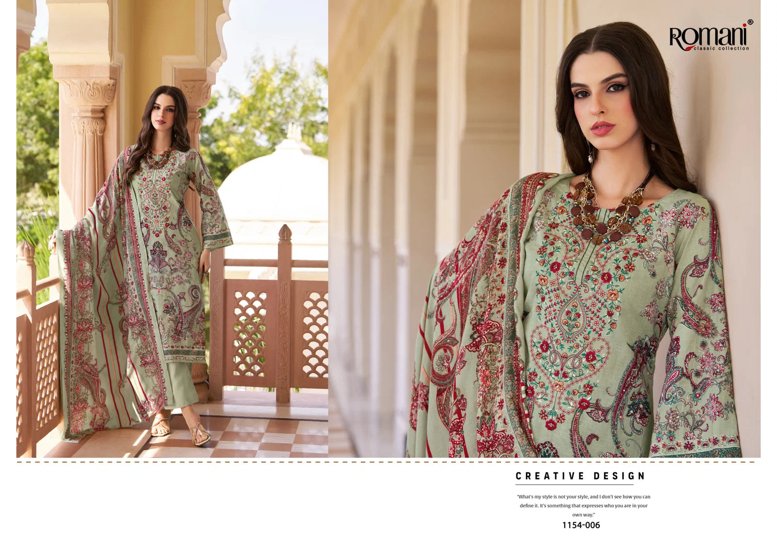 Romani Aarzu Vol 34 Cotton Print Embroidered Dress Material