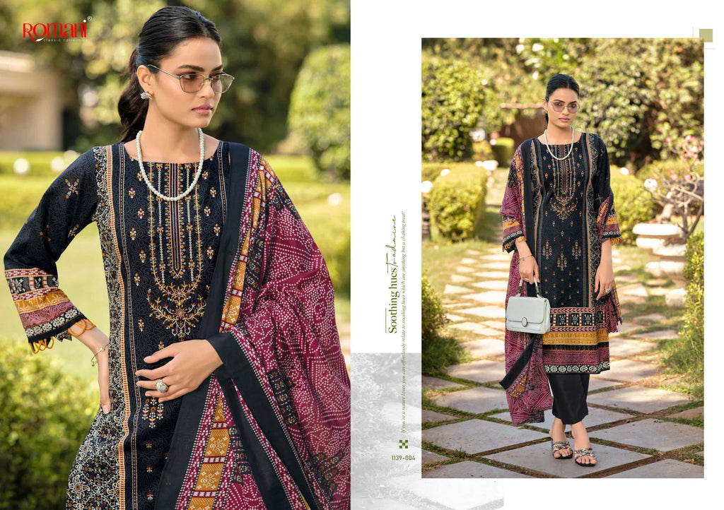 Romani Bin Kareem Vol 03 Cotton Digital Printed With Embroidered Dress Material