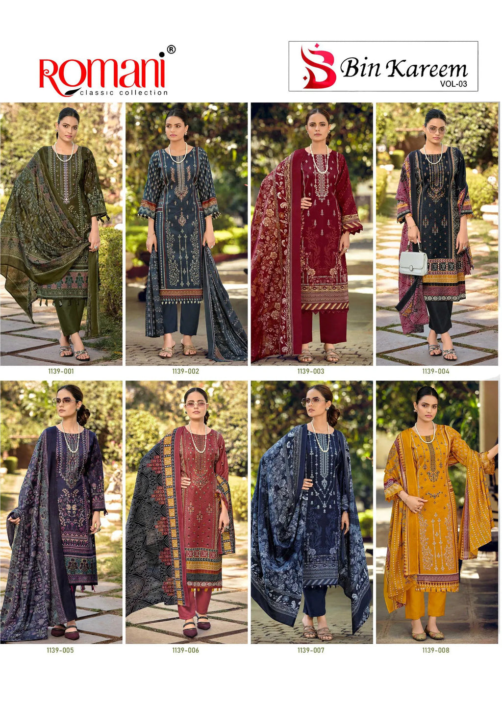 Romani Bin Kareem Vol 03 Cotton Digital Printed With Embroidered Dress Material