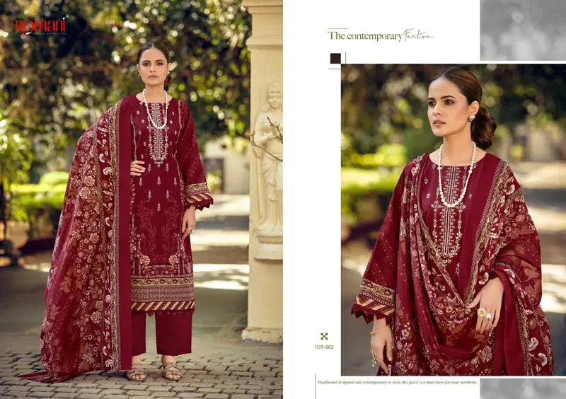 Romani Bin Kareem Vol 03 Cotton Digital Printed With Embroidered Dress Material